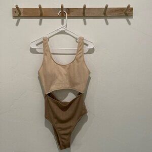 Neutral Knit One Piece Swimsuit